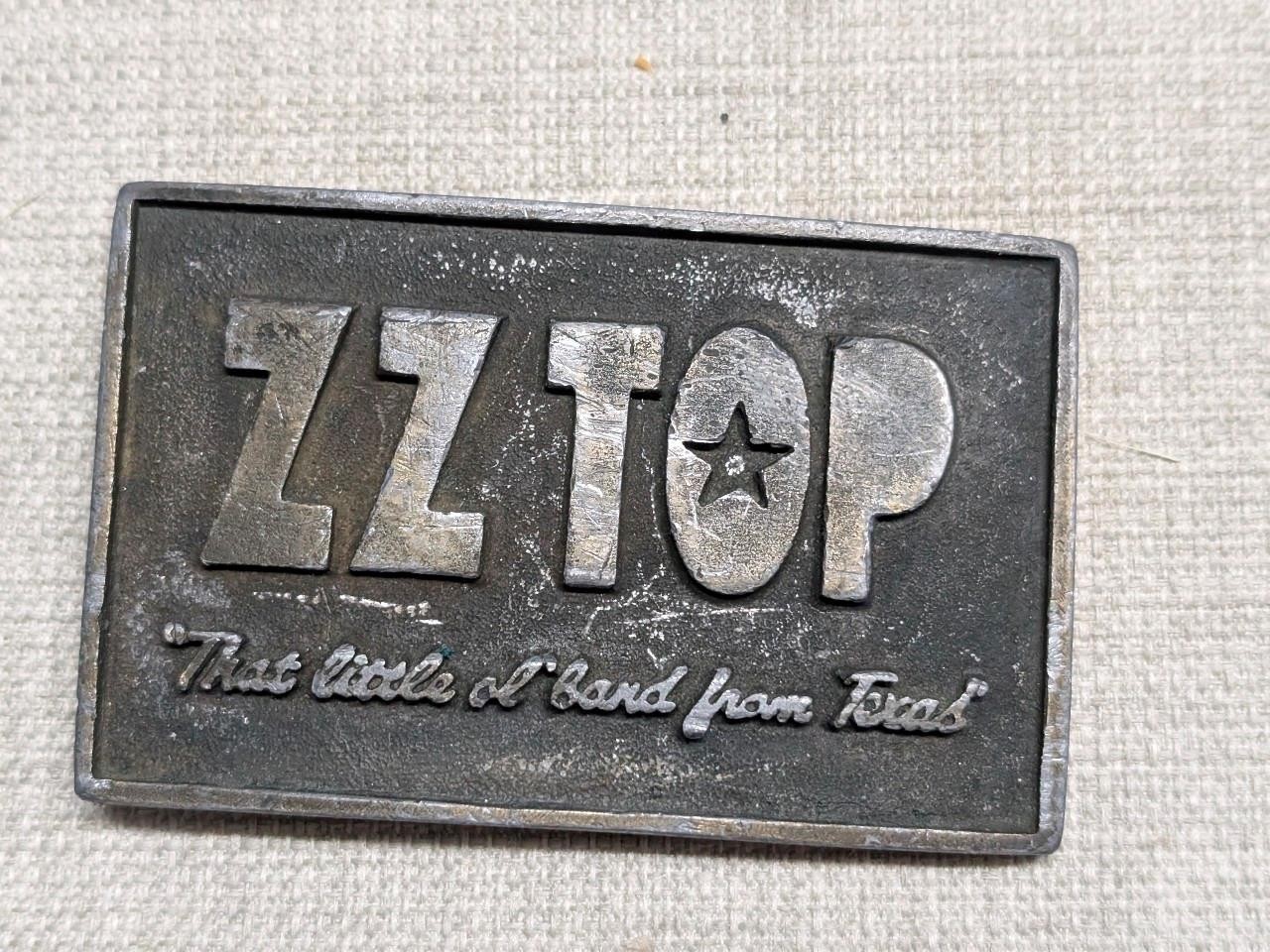 vintage ZZ TOP belt buckle SOLID BRASS heavy WESTERN cowboy **AS-IS**