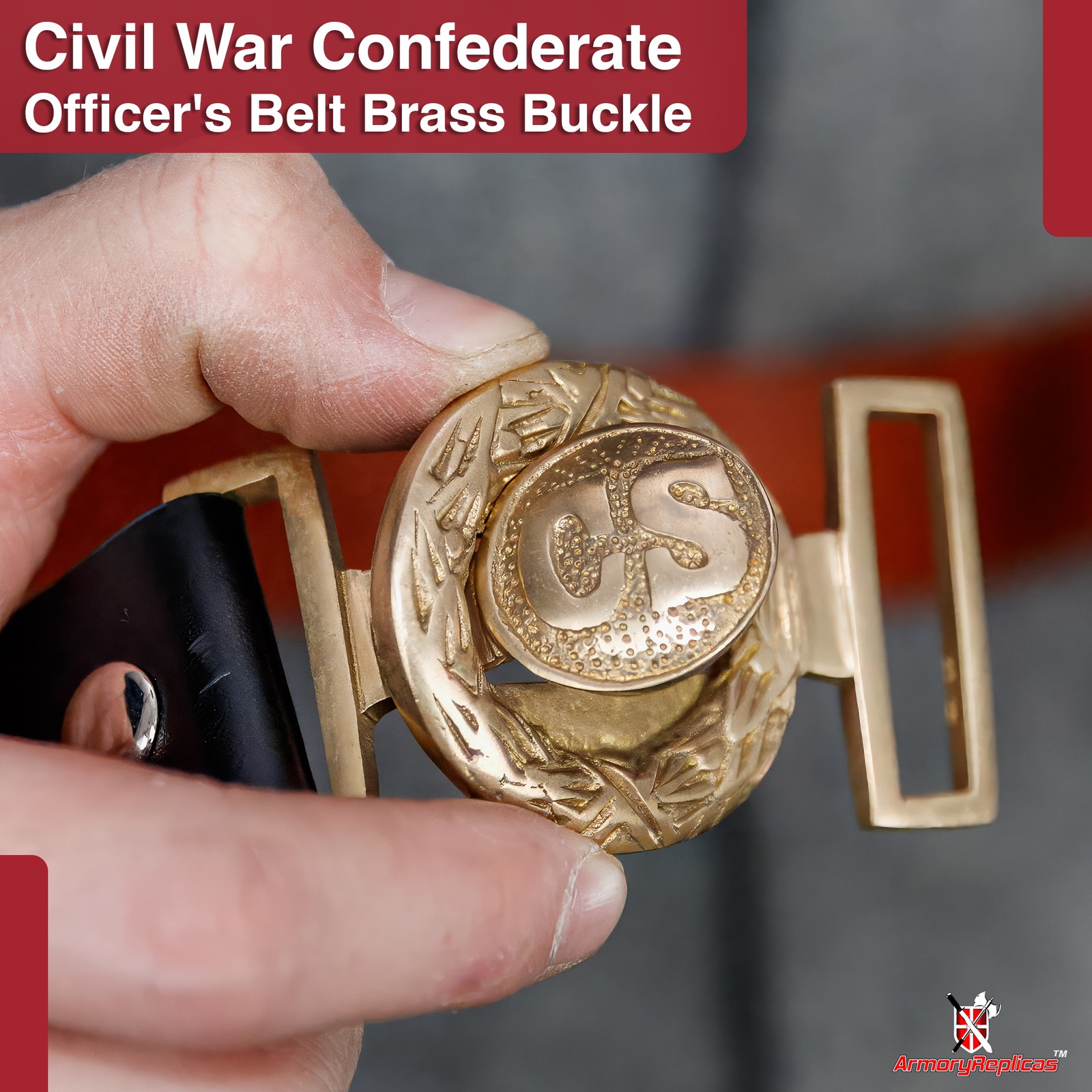 Civil War Confederate Officers Belt Buckle | Reproduction Uniform Costume Brass