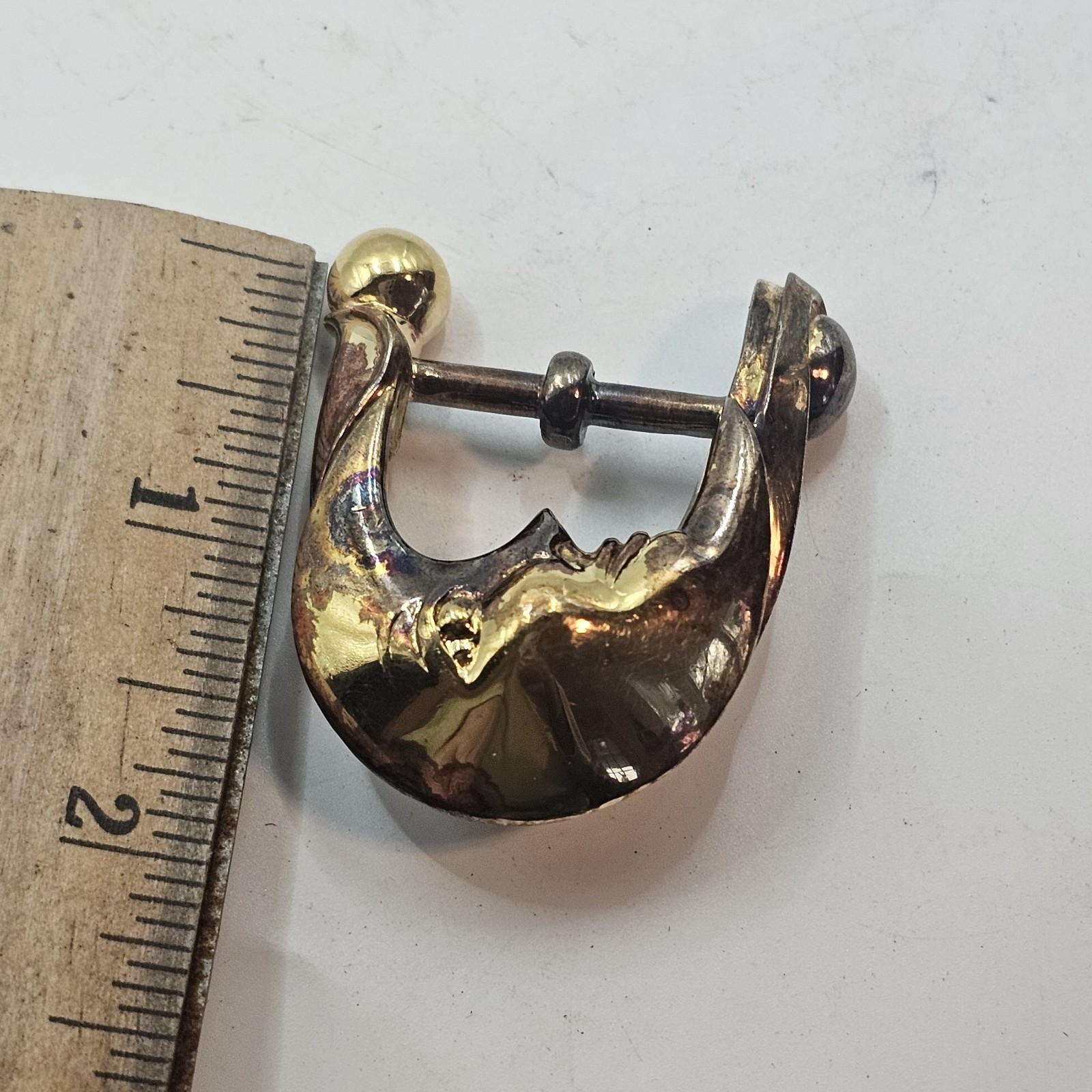 Barry Kieselstein Cord Sterling 925 Gold Vermeil Half Moon Face Buckle Vintage