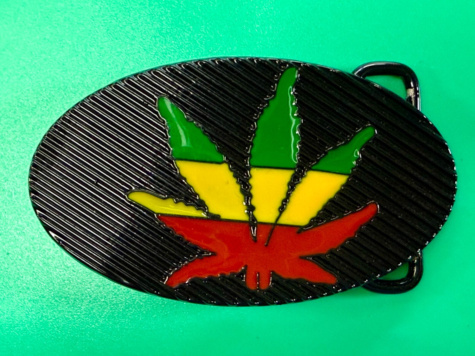Rasta Colored Pot Marijuana CBD Weed Leaf Delta-283773 New Colorful Belt Buckle