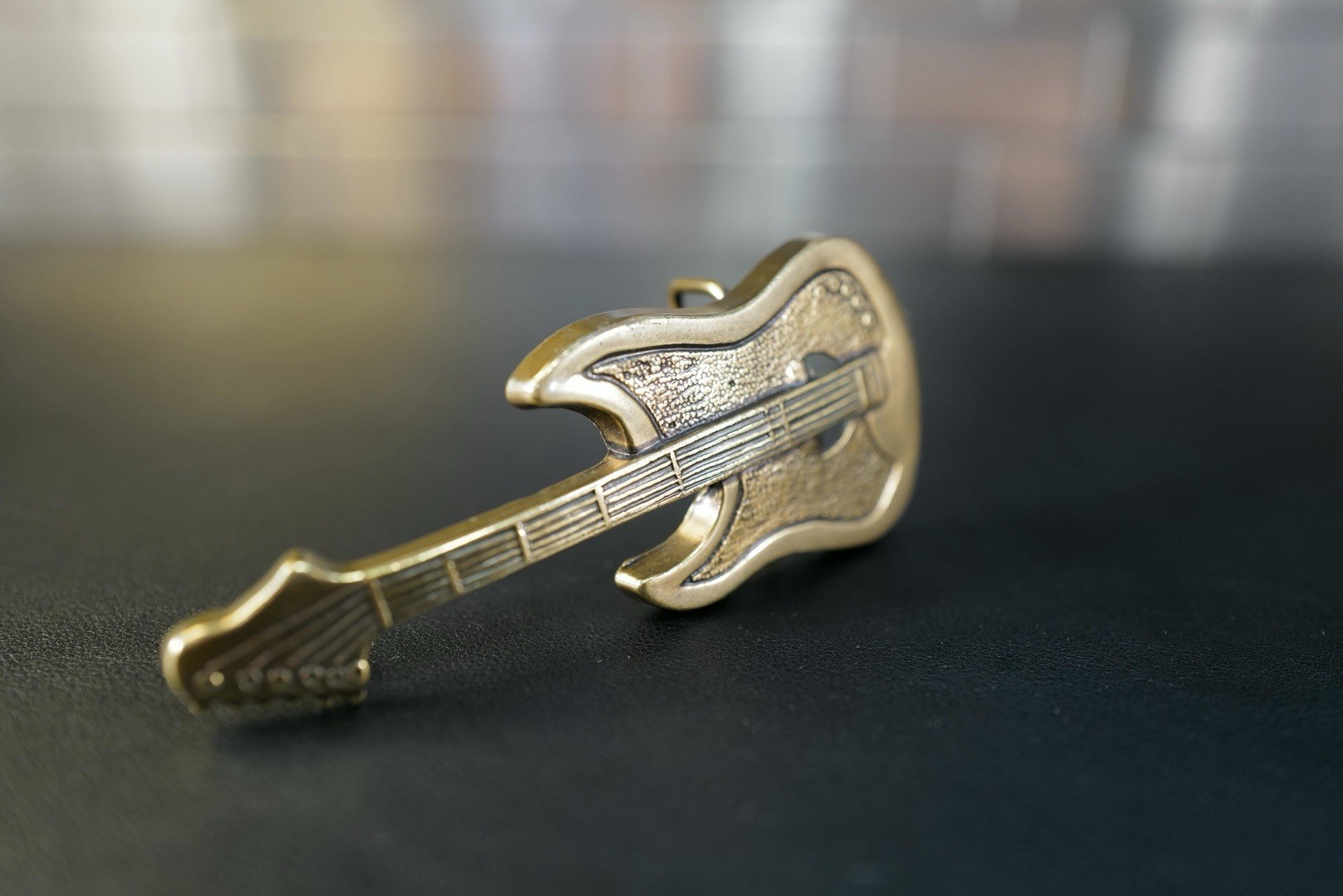 Guitar Belt Buckle – Brass Instrument Music Buckle 4 3/4s inches long Rock