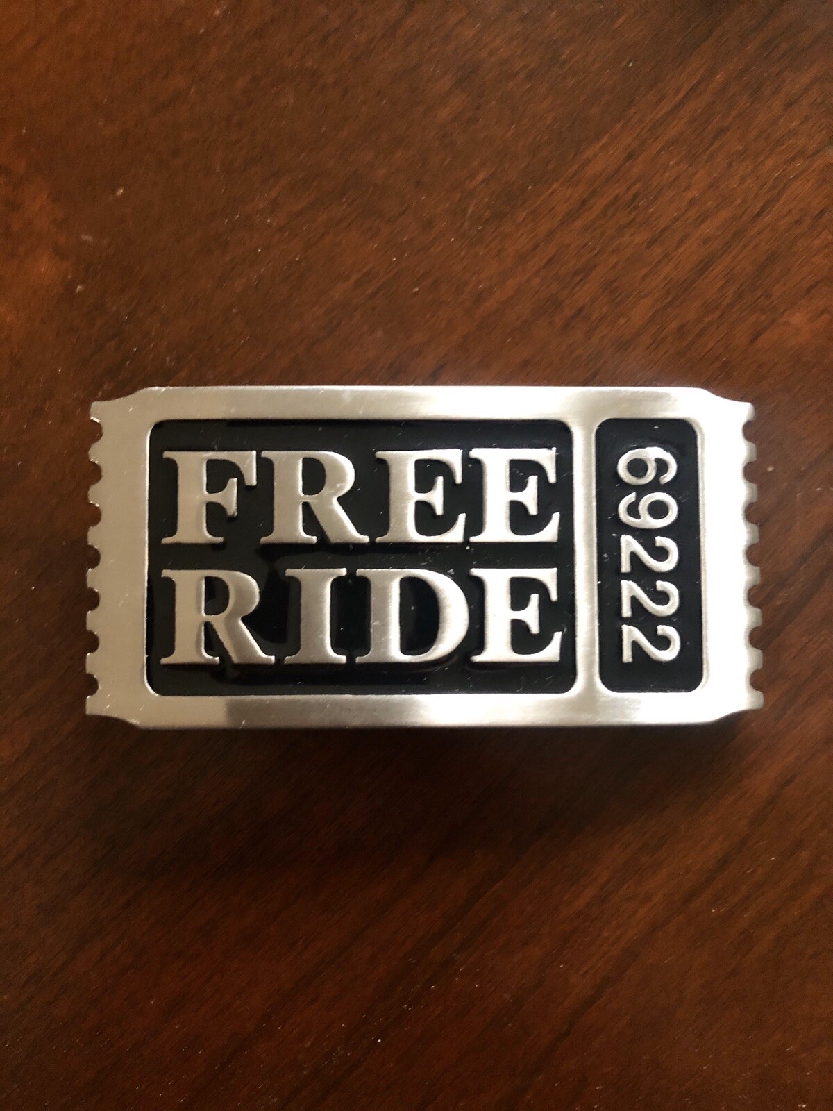 Free Ride Ticket Stub Amusement Park Funny Metal Unisex Men’s Belt Buckle