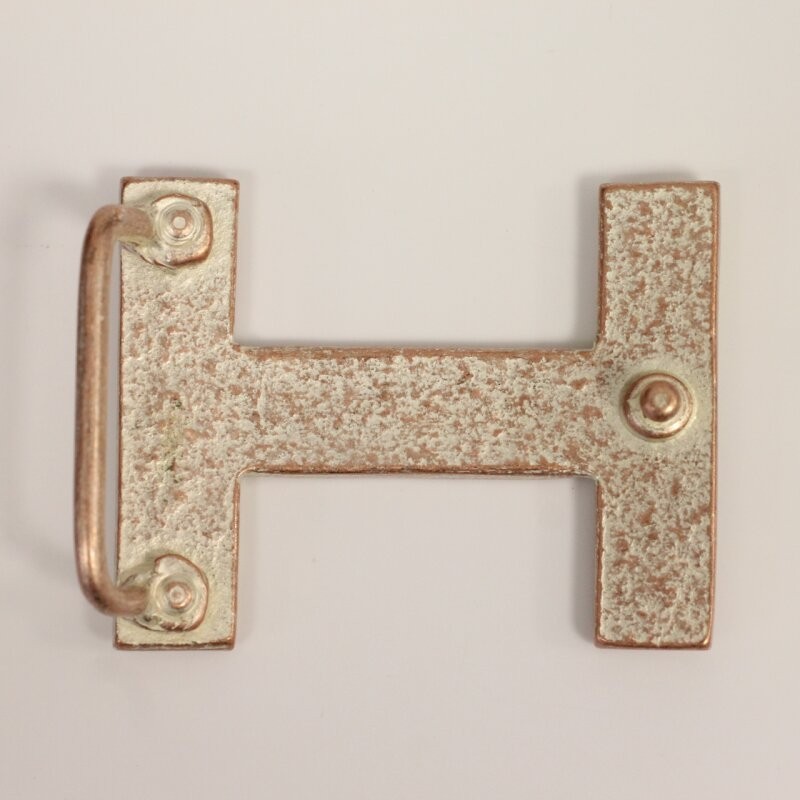 H Belt Buckle Smooth Silver Tone Classic Sporty Metal Buckle