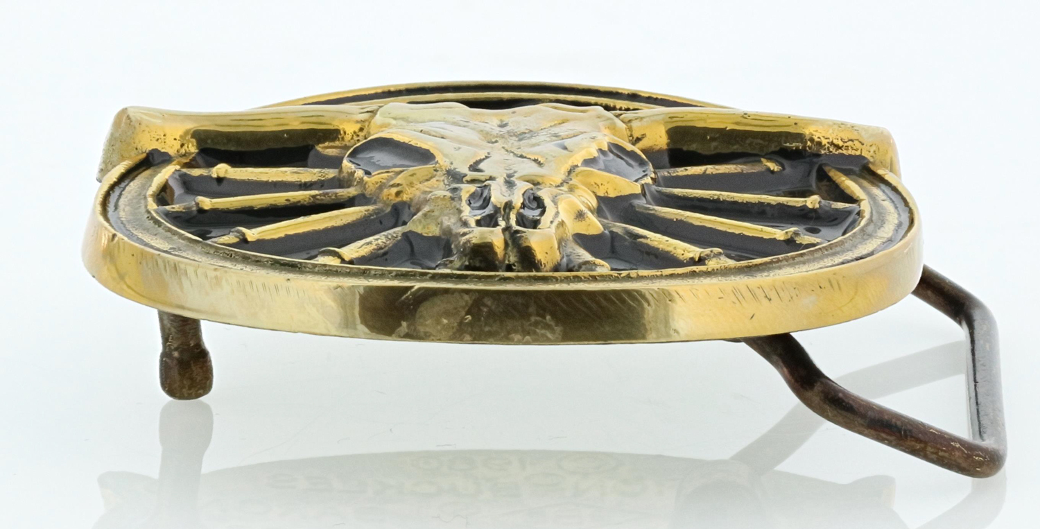 Long Horn Cattle Skull with Winchester Rounds, Bull, Cow Solid Brass Belt Buckle