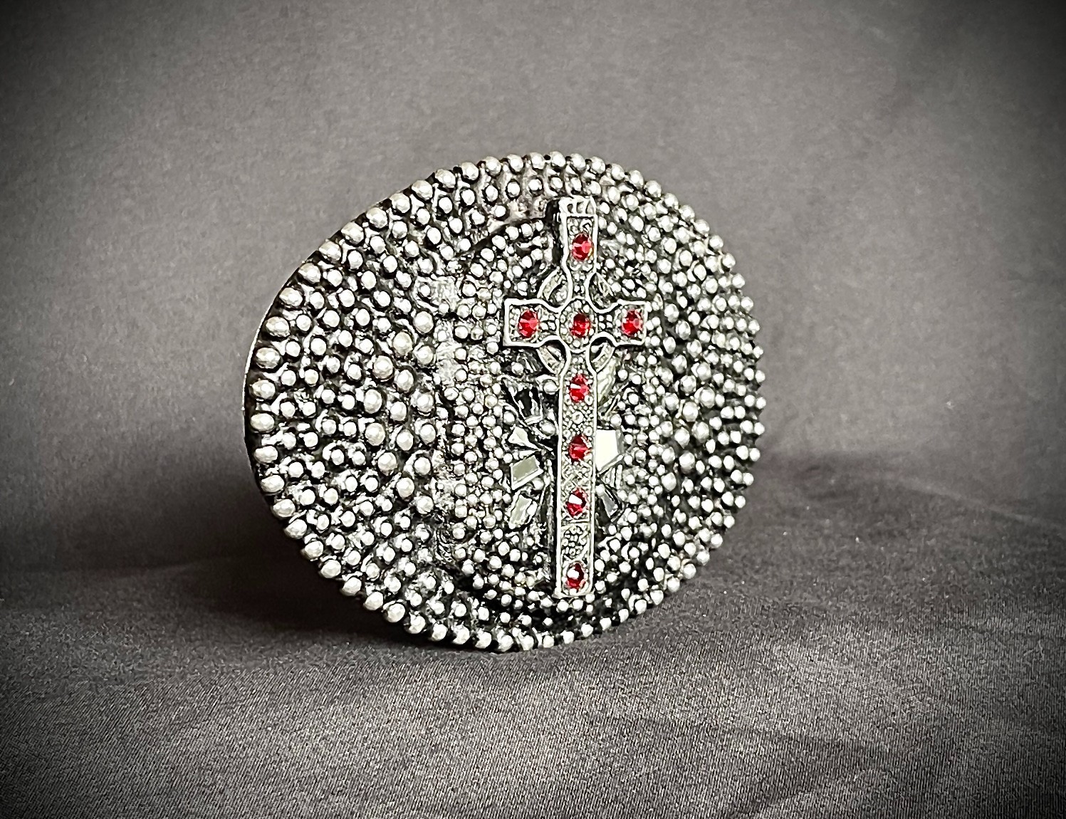 Handmade Oval Cross Belt Buckle Gothic Rock Metal Darren McNeese