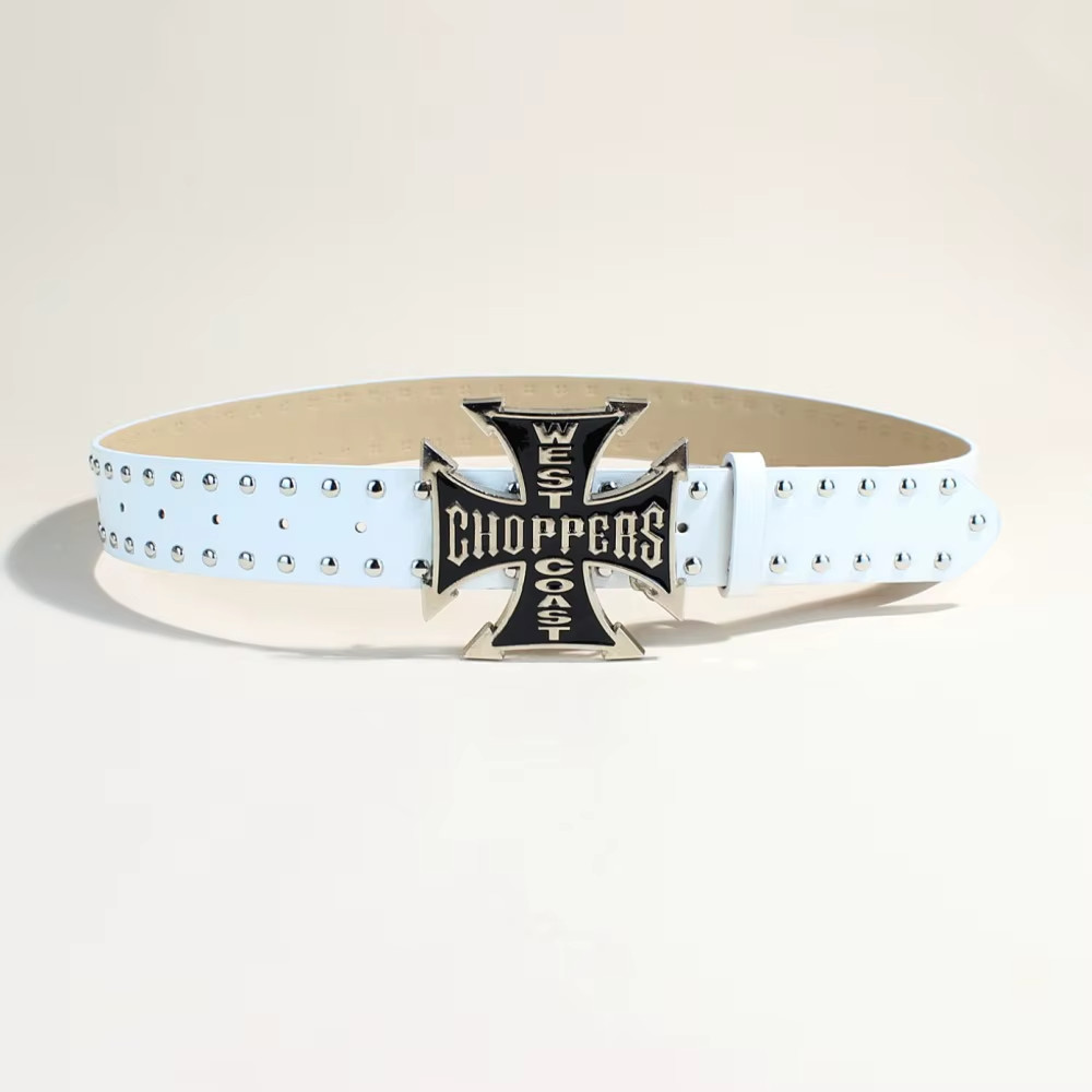 Gothic Studded Belt with Cross Buckle Swag Skate
