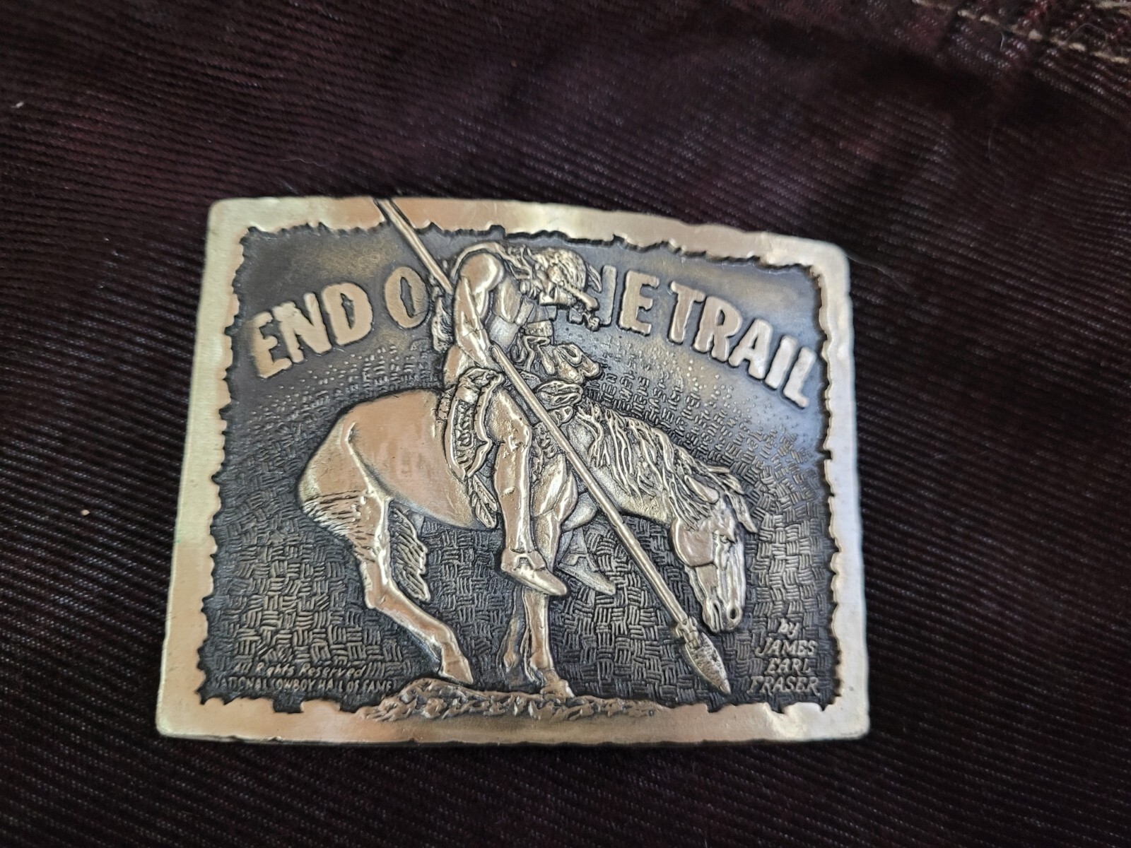 Horse, Rider & Spear End Of Trail Solid Brass Belt Buckle J. E Fraser — Heavy