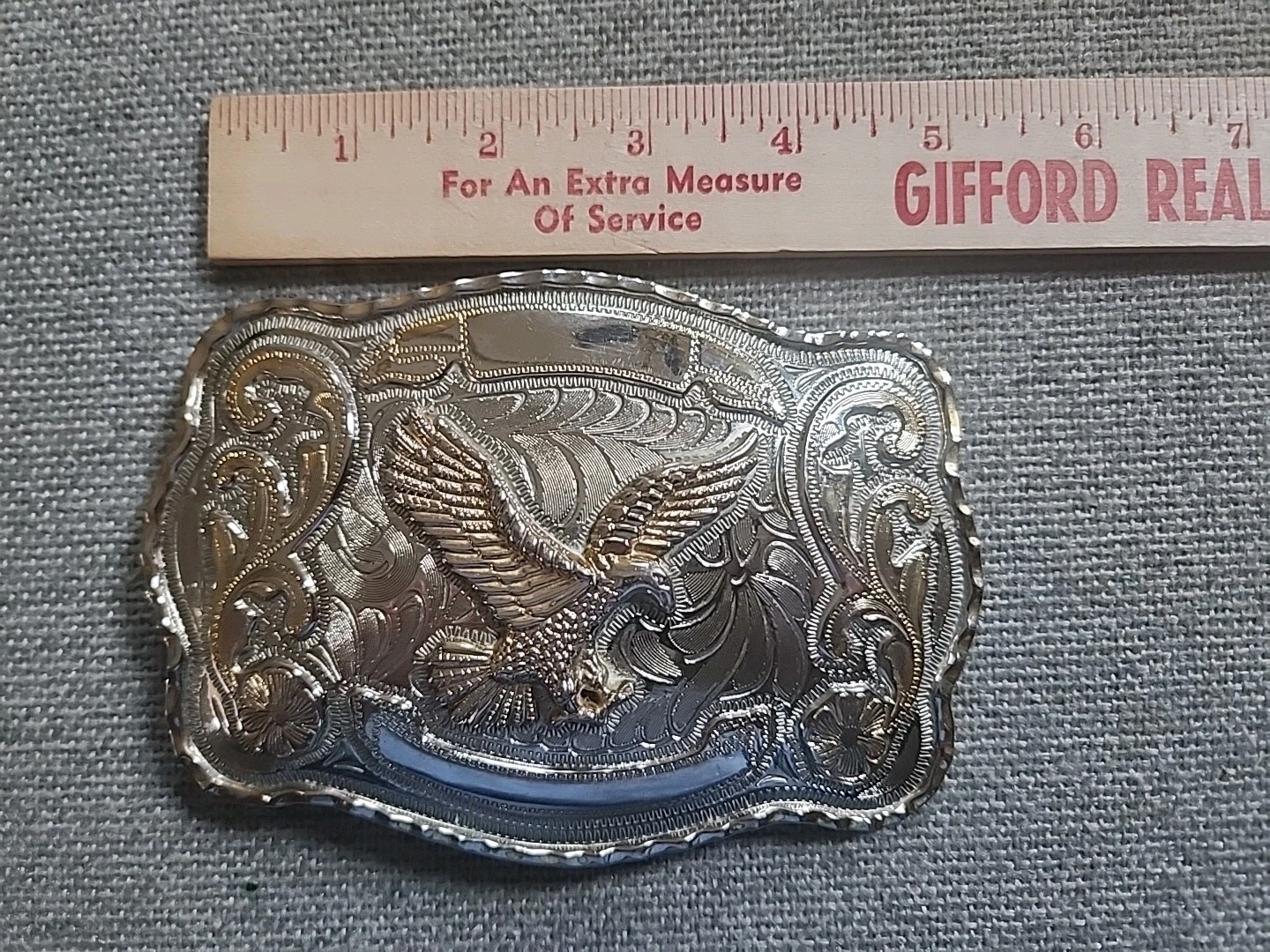 Hosanna 5&Prime; Gold & Silver Tone Winged Eagle Belt Buckle Made In Italy