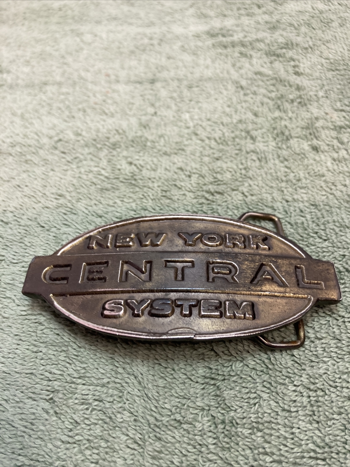 Brass New York Central System RR Belt Buckle 1974 Louis Buckle Co. Chicago K5
