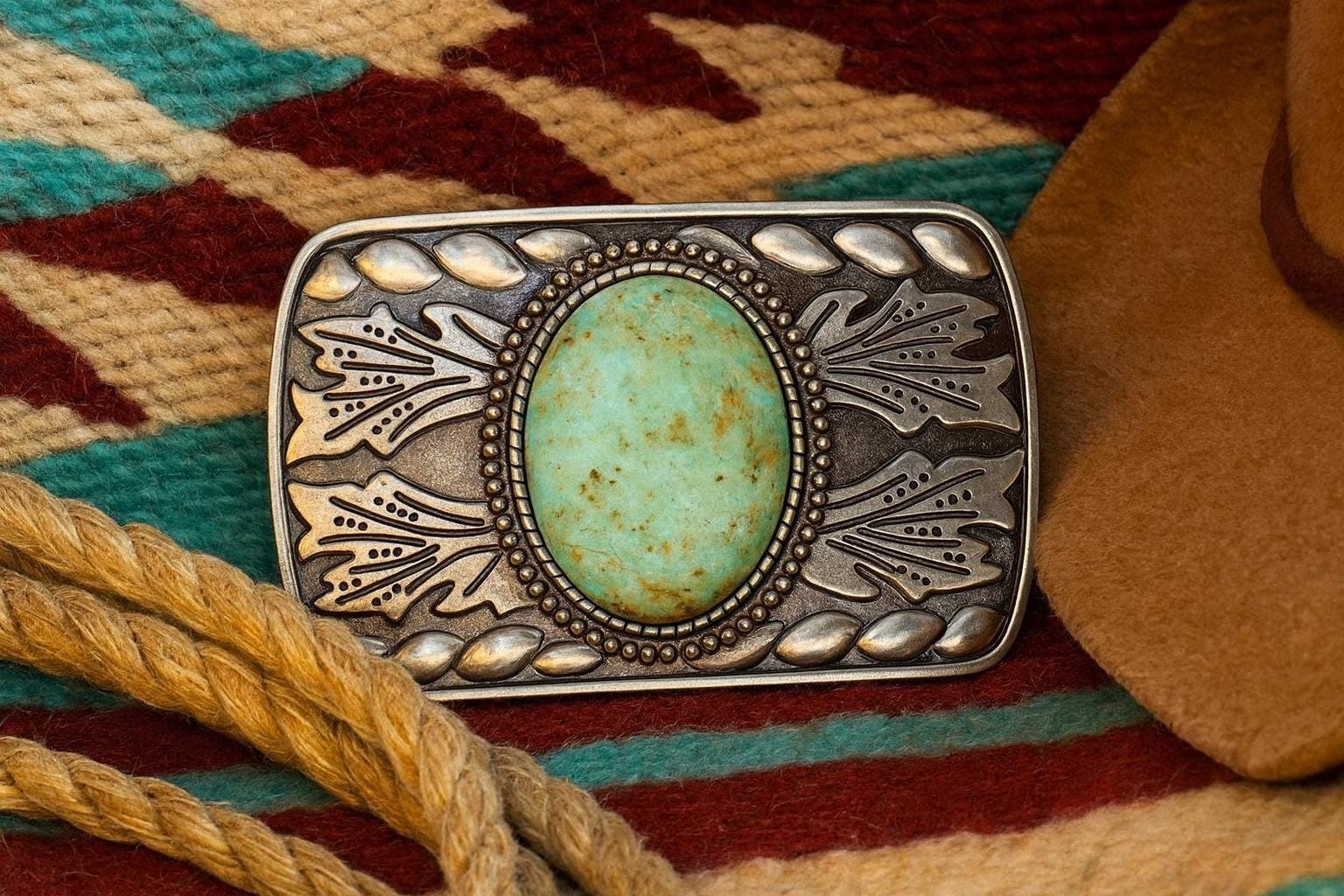 Turquoise Stone Belt Buckle Western Cowboy Cowgirl Rodeo Ranch Style Gift