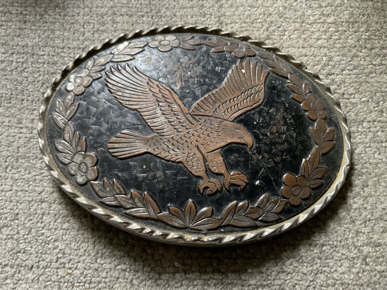 American Bald Eagle Belt Buckle W Made In USA Vtg See Pics Bird Of Prey