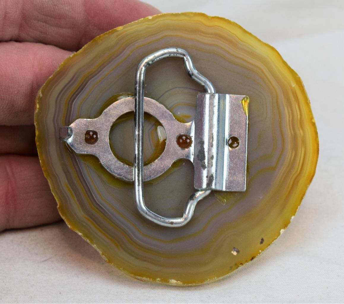 Geode Agate Stone Polished Slice Belt Buckle