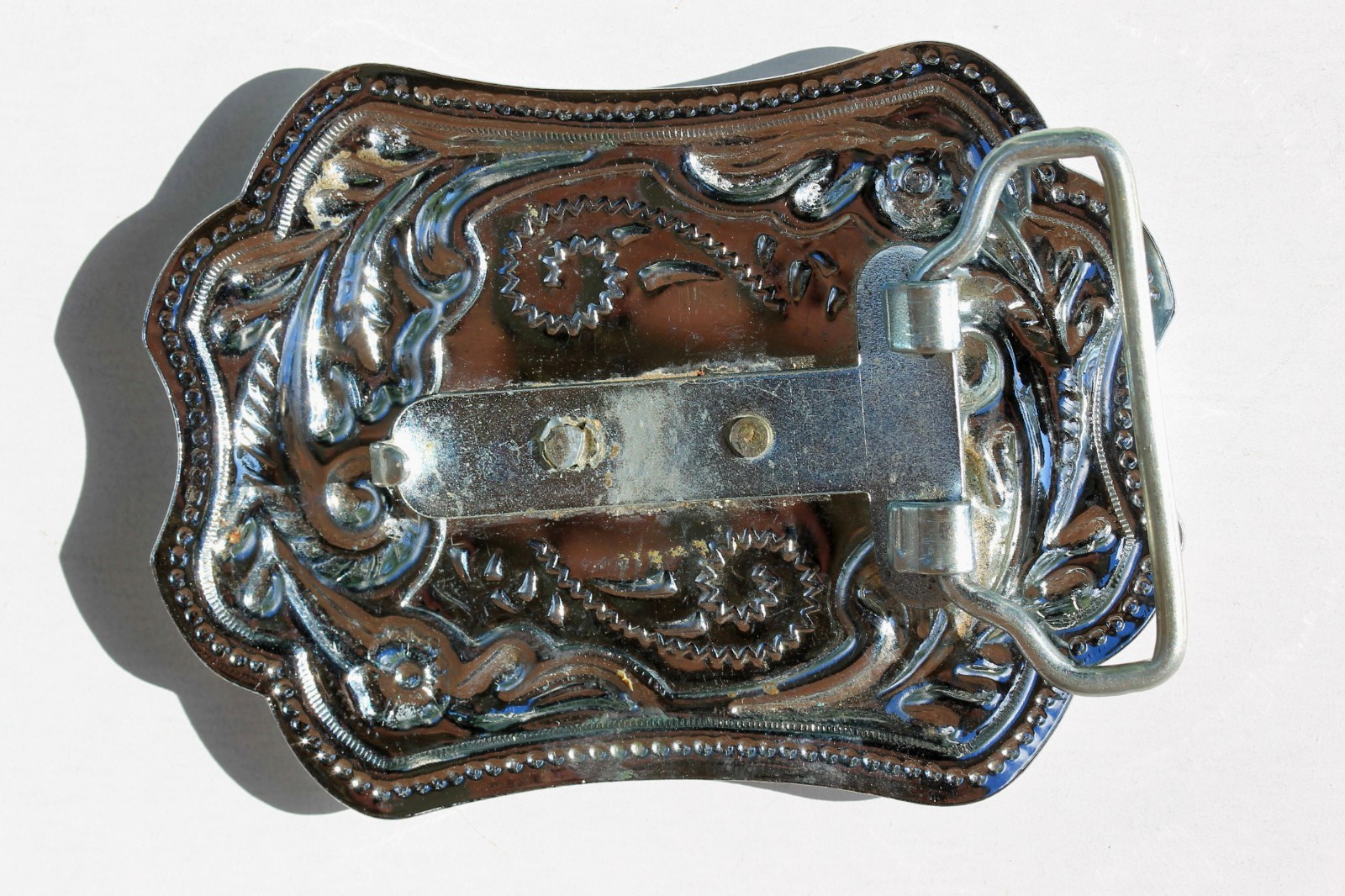 Vintage Western Silver Tone Belt Buckle with Brass Tone Bucking Bronco Horse