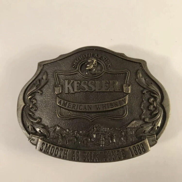 Vintage Kessler American Whiskey Western Brass Belt Buckle Limited Edition 1993