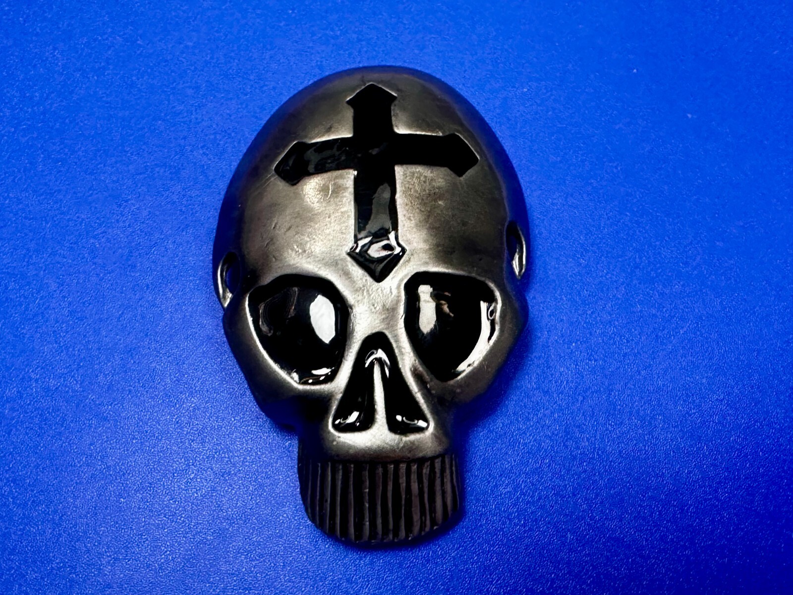 Skull Head with Iron Cross Gothic Vibe Motorcycle Biker Style 3D Belt Buckle