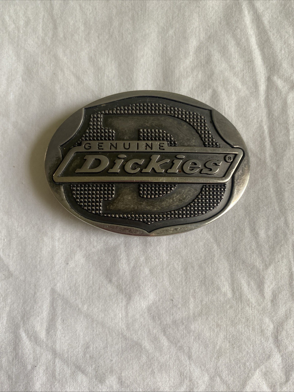 Genuine Dickies Raised Lettering Company Logo Metal Color Belt Buckle