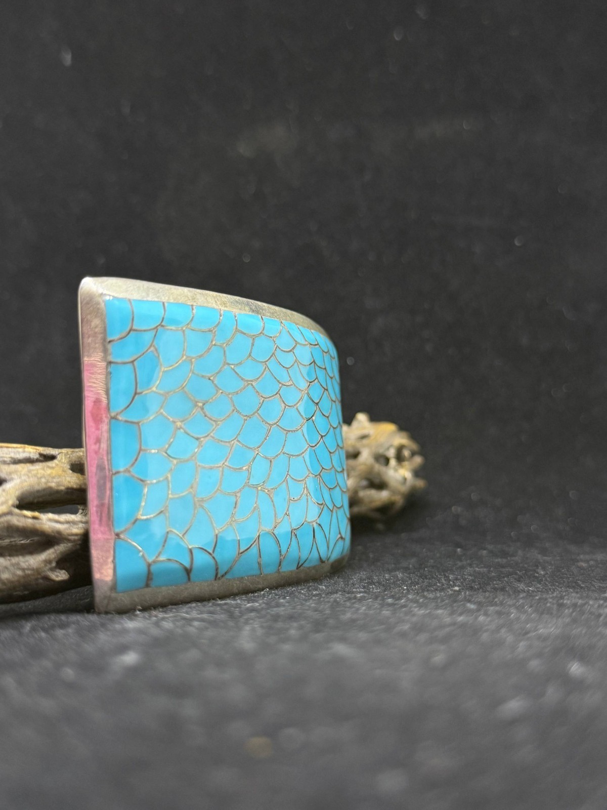 Native zuni inlay sleeping beauty Turquoise Sterling Silver Belt Buckle stamped