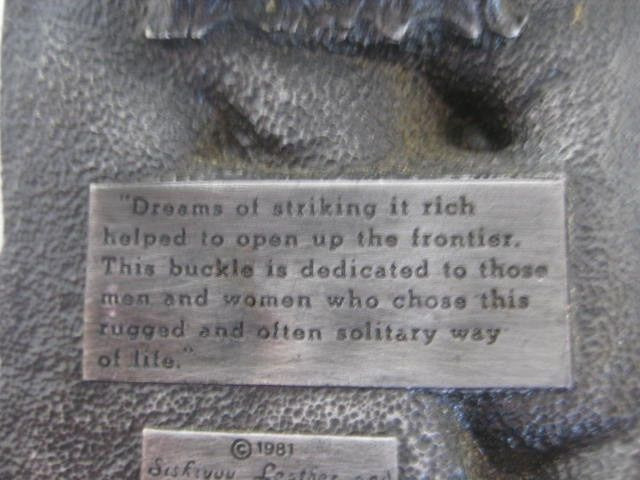 1981 Arroyo Grande Siskiyou Gold Miner Panning Belt Buckle Pewter B-10
