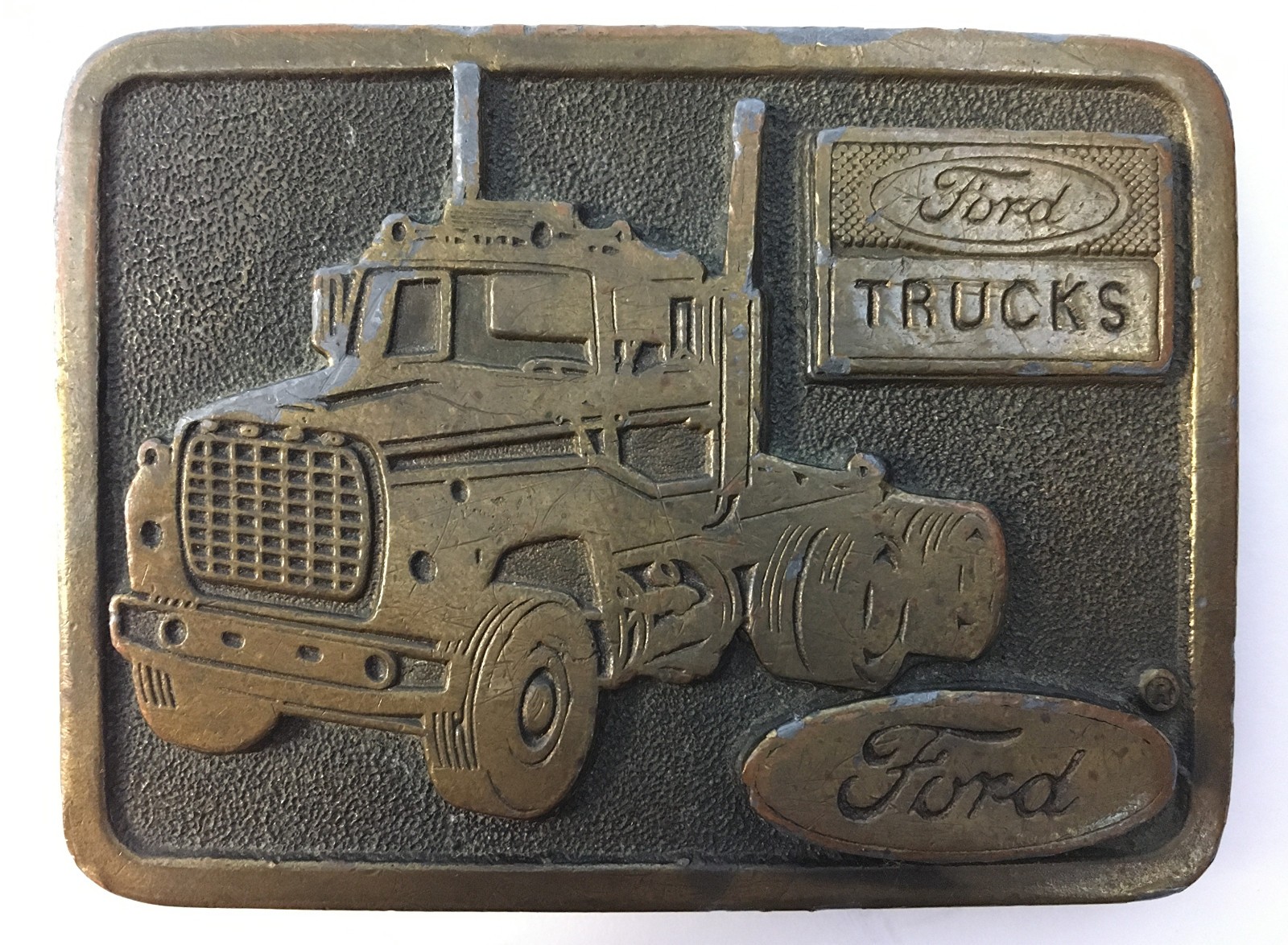 AJ Dezy Denver 1976 Ford Trucks Belt Buckle Brass Vintage