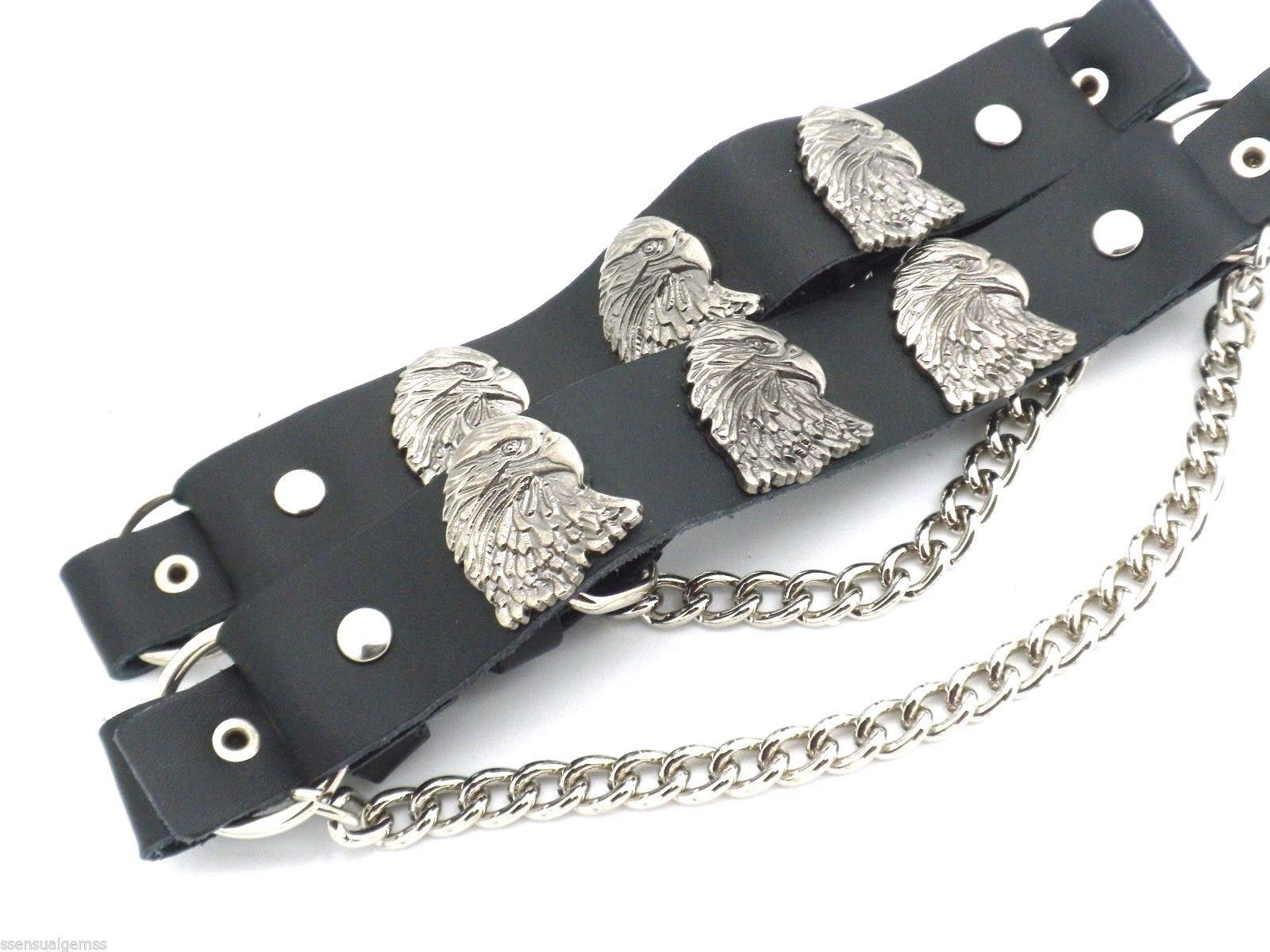 Eagle Leather Biker Western Boot Straps W Chain Buckle Women&rsquo;s Men PAIR