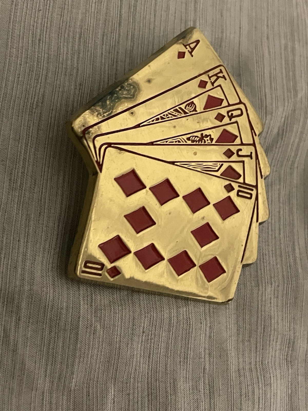 Vintage Baron 5937 Solid Brass Royal Flush Playing Cards Belt Buckle