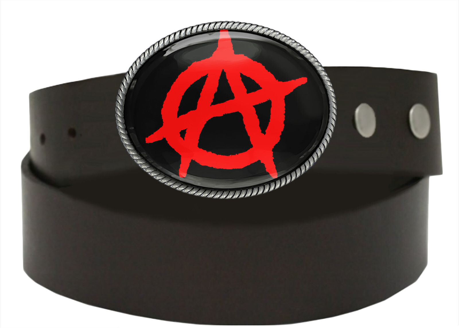 Red Anarchy Symbol Punk Rock Artisan Handmade Belt Buckle