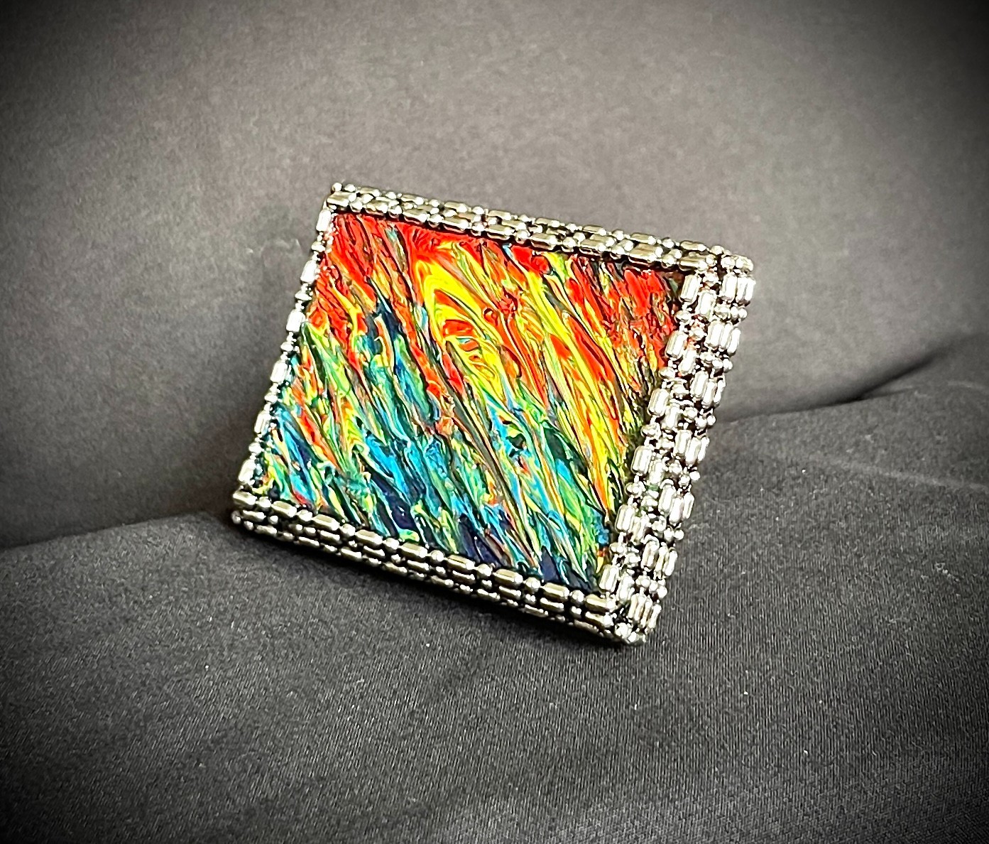 Hand Painted Pride Art Belt Buckle Abstract Expressionism OOAK Darren McNeese