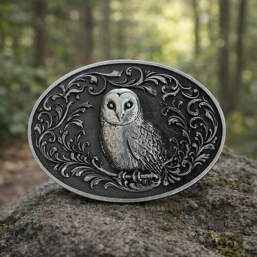 Owl Western Belt Buckle Bird Lover Barn Owl Cowboy Rodeo Fashion Style