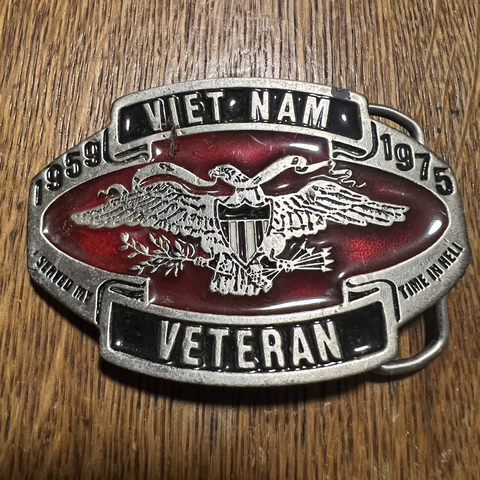 *Missing Pin* Vintage 1959-1975 Vietnam Veteran Belt Buckle Display Project B29