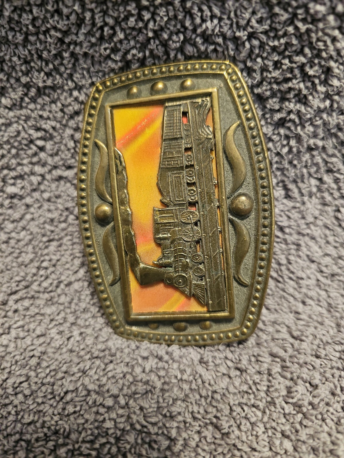 Train Railroad Belt Buckle Orange Brass Cii New York Vintage – DEBLOT