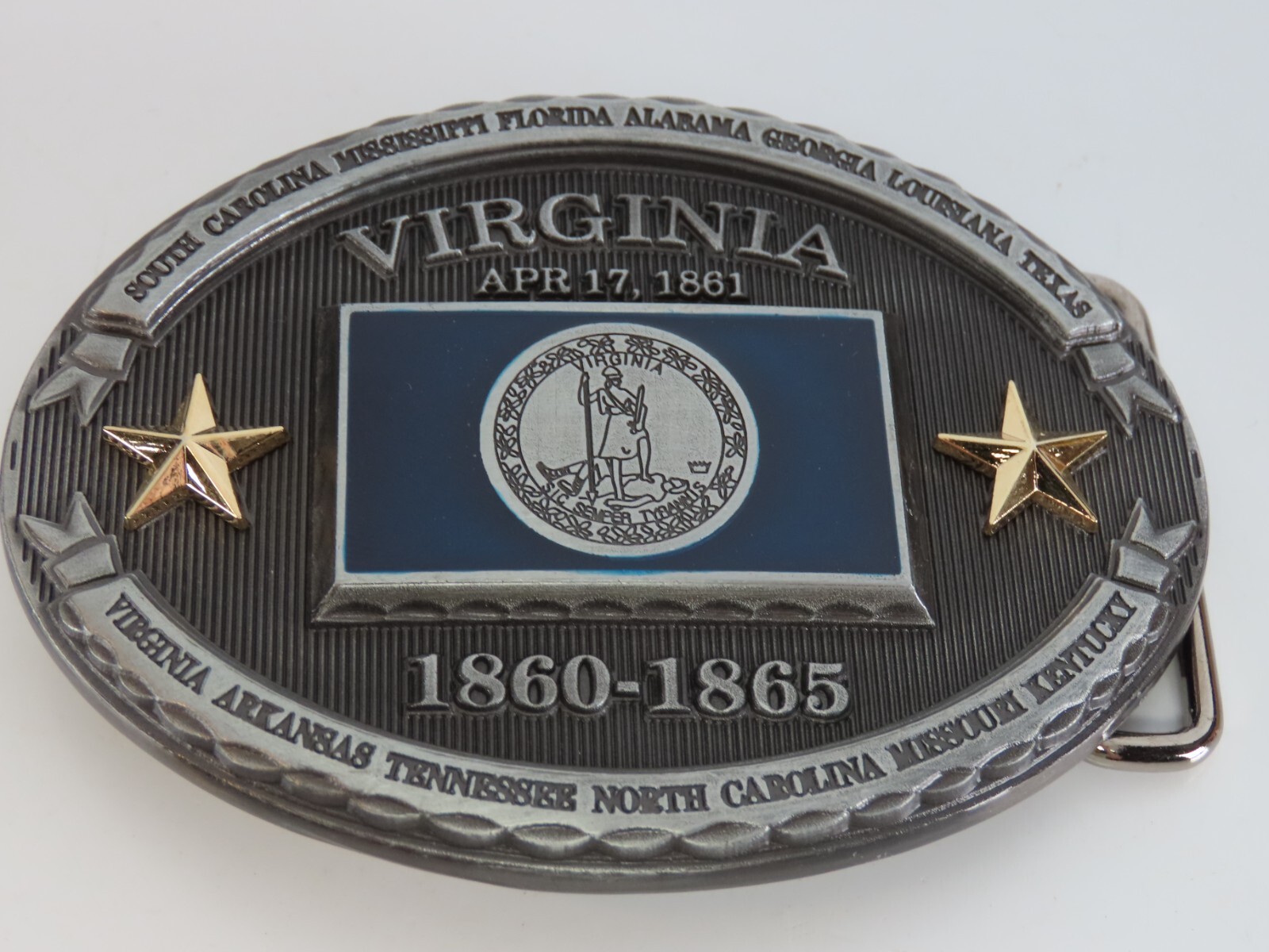 Virginia Southern States 1860-1865 Metal Belt Buckle State Seal