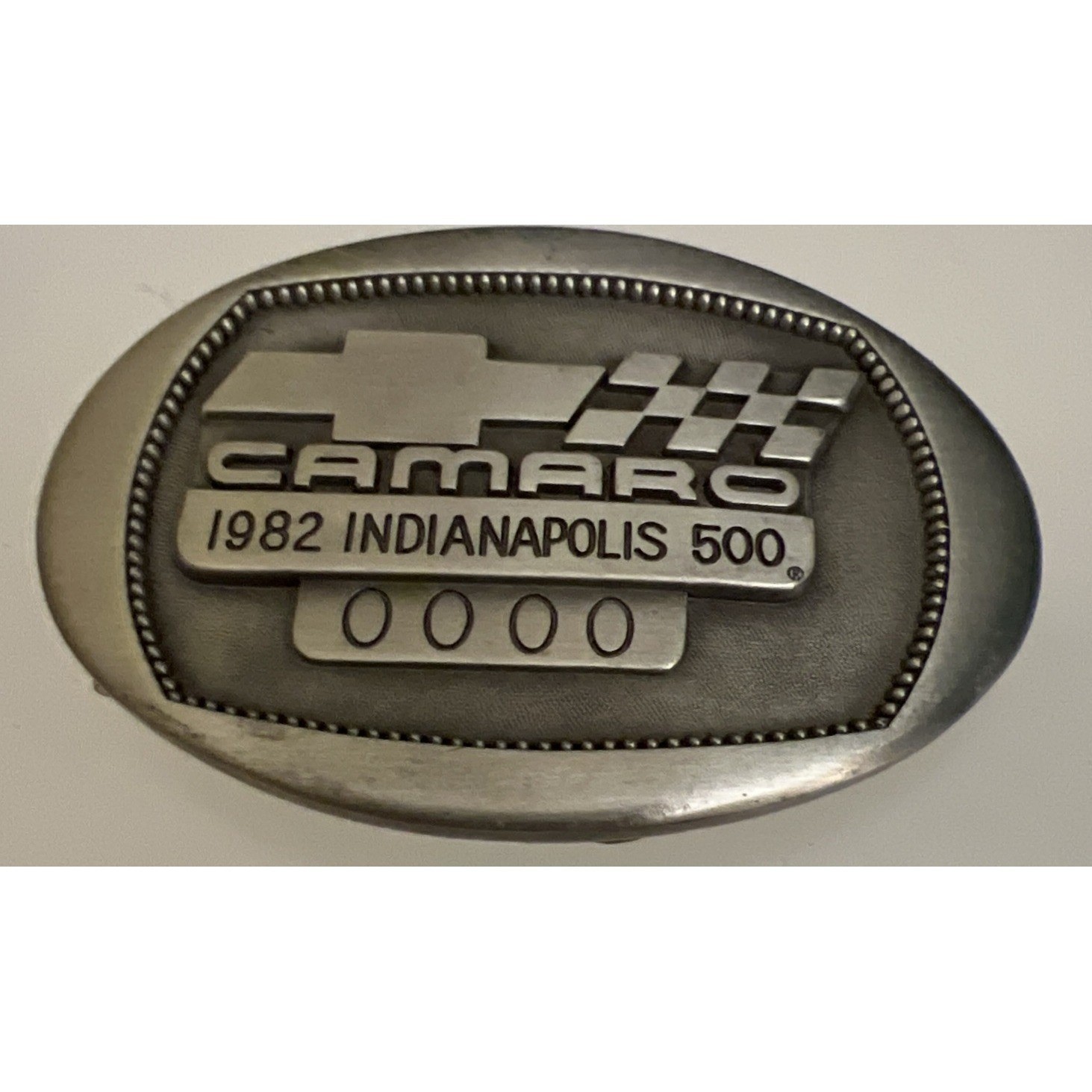 Vintage 1982 Indianapolis 500 Chevrolet Camaro Pewter Belt Buckle Limited No 148
