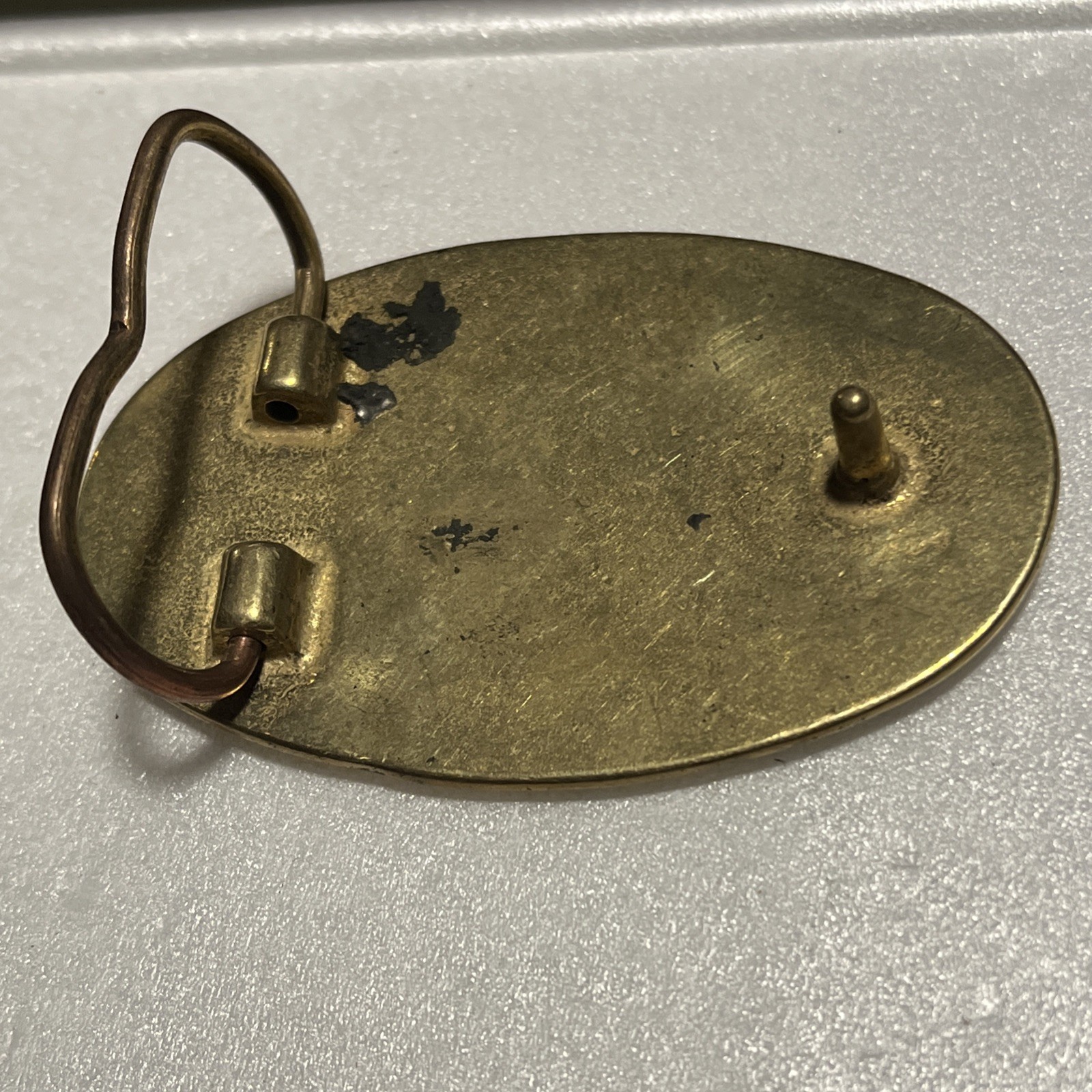 Vintage Chevrolet 1957 Chevy Bel Air Blue Car Enamel Brass Tone Belt Buckle B16