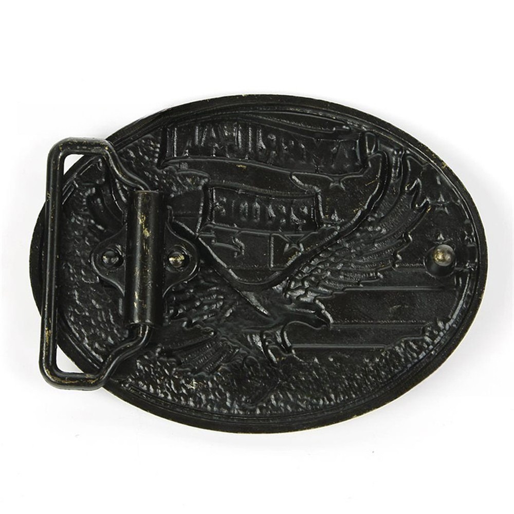 Antique Brass Belt Buckle American Flag Eagle Western Cowboy Patriotic Men Gift