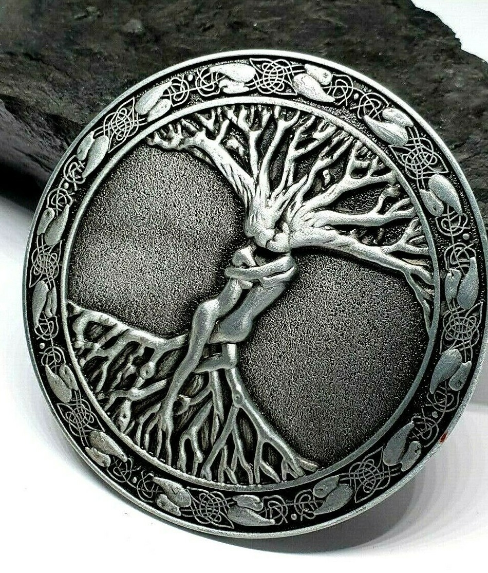 Belt Buckle Tree Of Life Odins Askr & Embla For 40mm Belt Pagan Norse Viking Uk