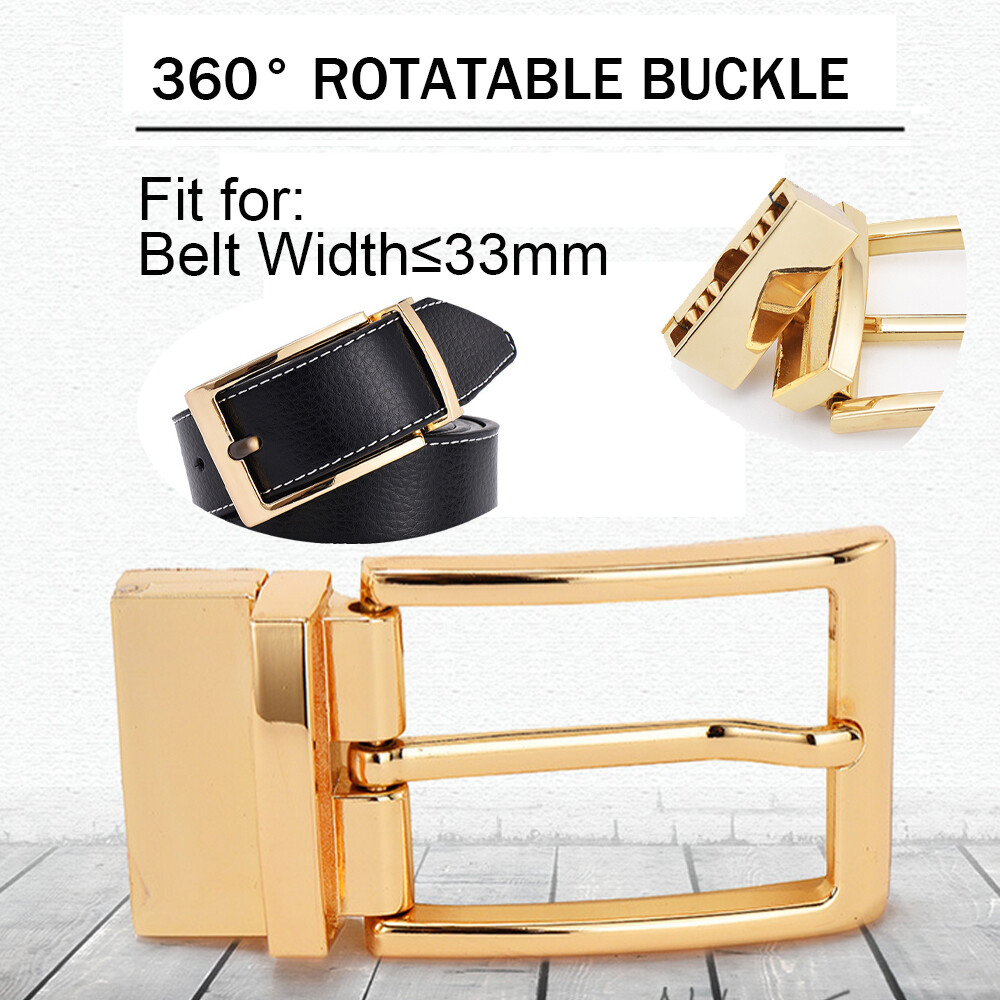 1pc Reversible Belt Buckle Replacement Pin Buckle Rectangular Silver Black Gold