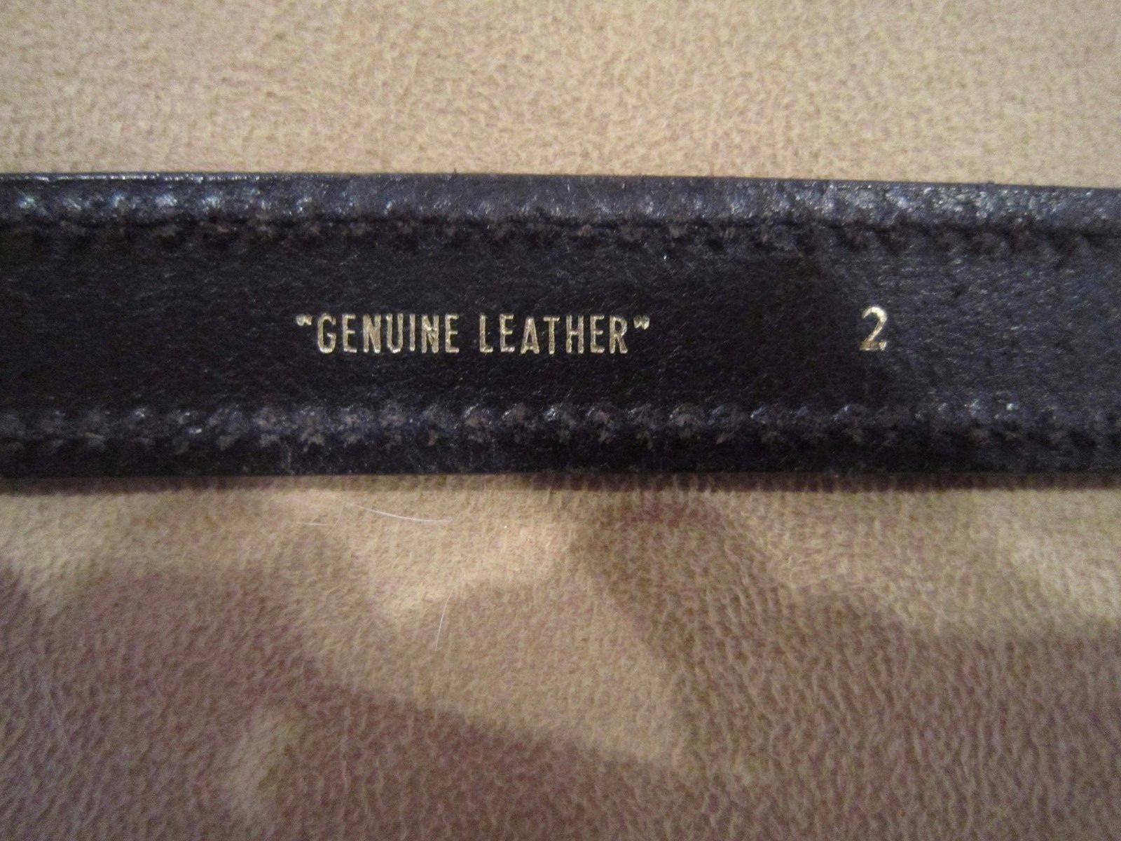 KIESELSTEIN CORD STERLING BULLDOG BUCKLE AND BLACK LEATHER BELT SIZE 2
