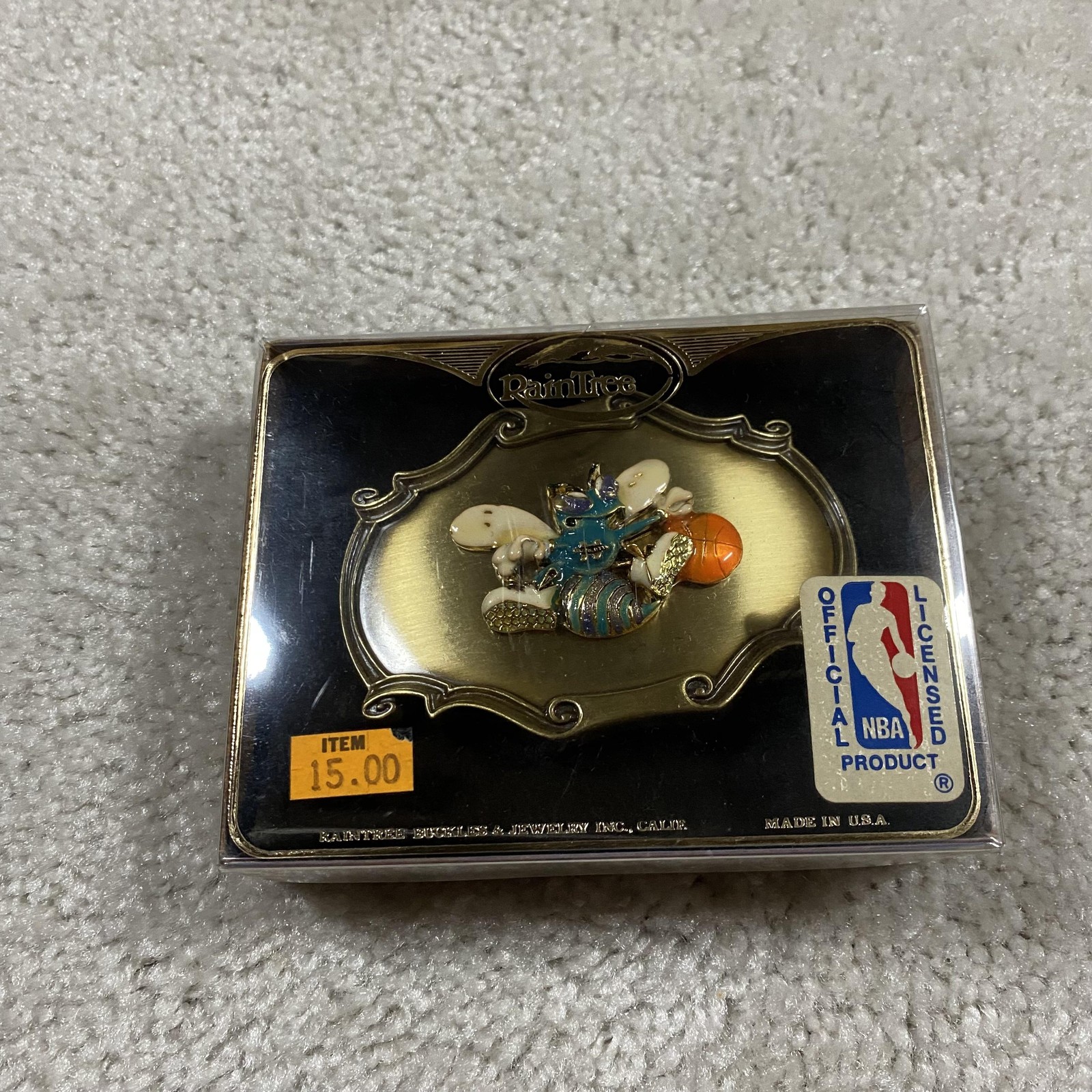 Vintage Charlotte Hornets Belt Buckle Brass NBA Basketball Mascot Raintree 70s