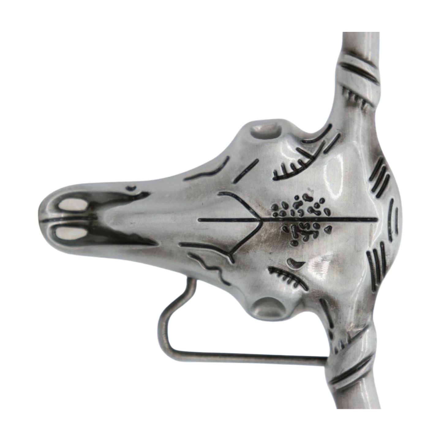 Men Western Fashion Silver Metal Belt Buckle Long Horn Texas Cow Big Bull Skull