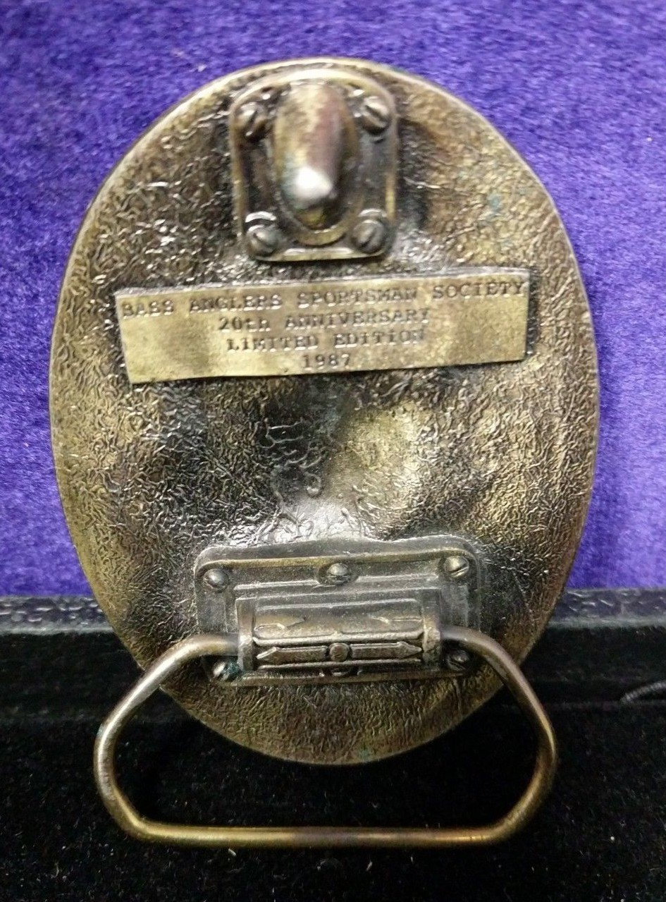 Vintage 1987 Bass Anglers Sportsman Society Belt Buckle Fishing Outdoors Rare