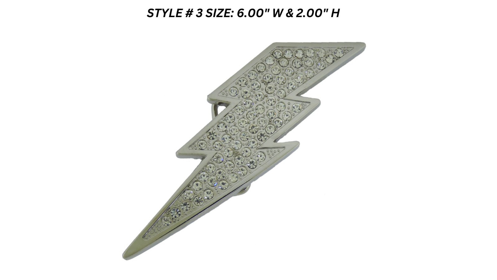 New Lightning Bolt Belt Buckle Ice Style Flash Silver Metal Rhinestone Men Women