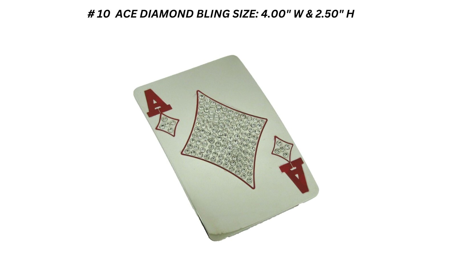 Ace of Diamond Western Men Belt Buckle Las Vegas Casino Lucky Red Metal Rodeo