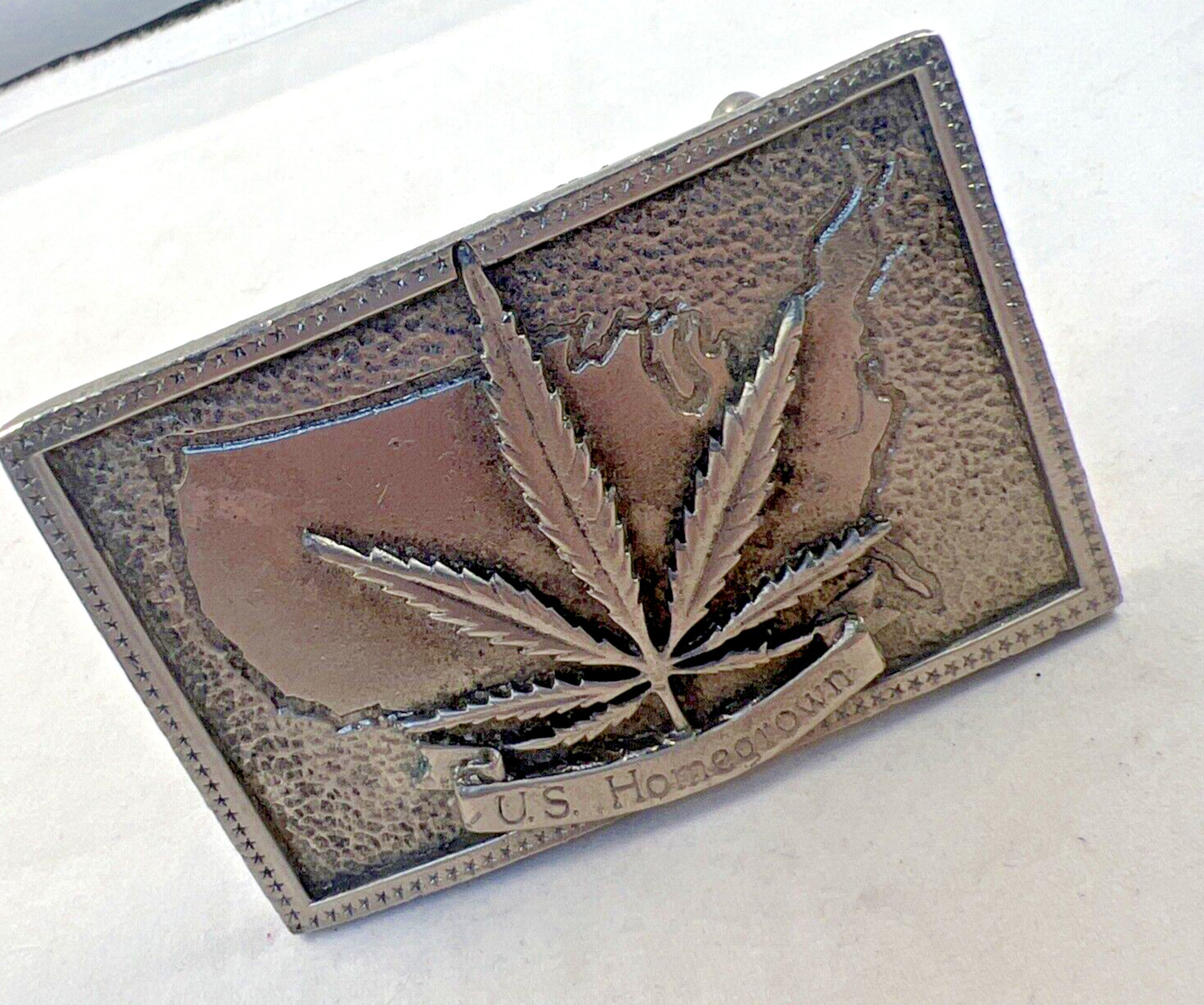 US Homegrown Silver Belt Buckle Square Outlaw Country Men Marijuana Hall of Fame