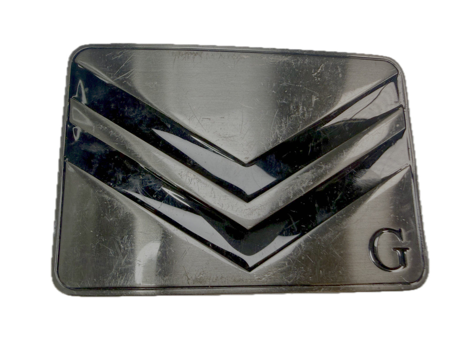 Two Stacked Chevron Shapes? Black Enamel Stripes G Letter Belt Buckle