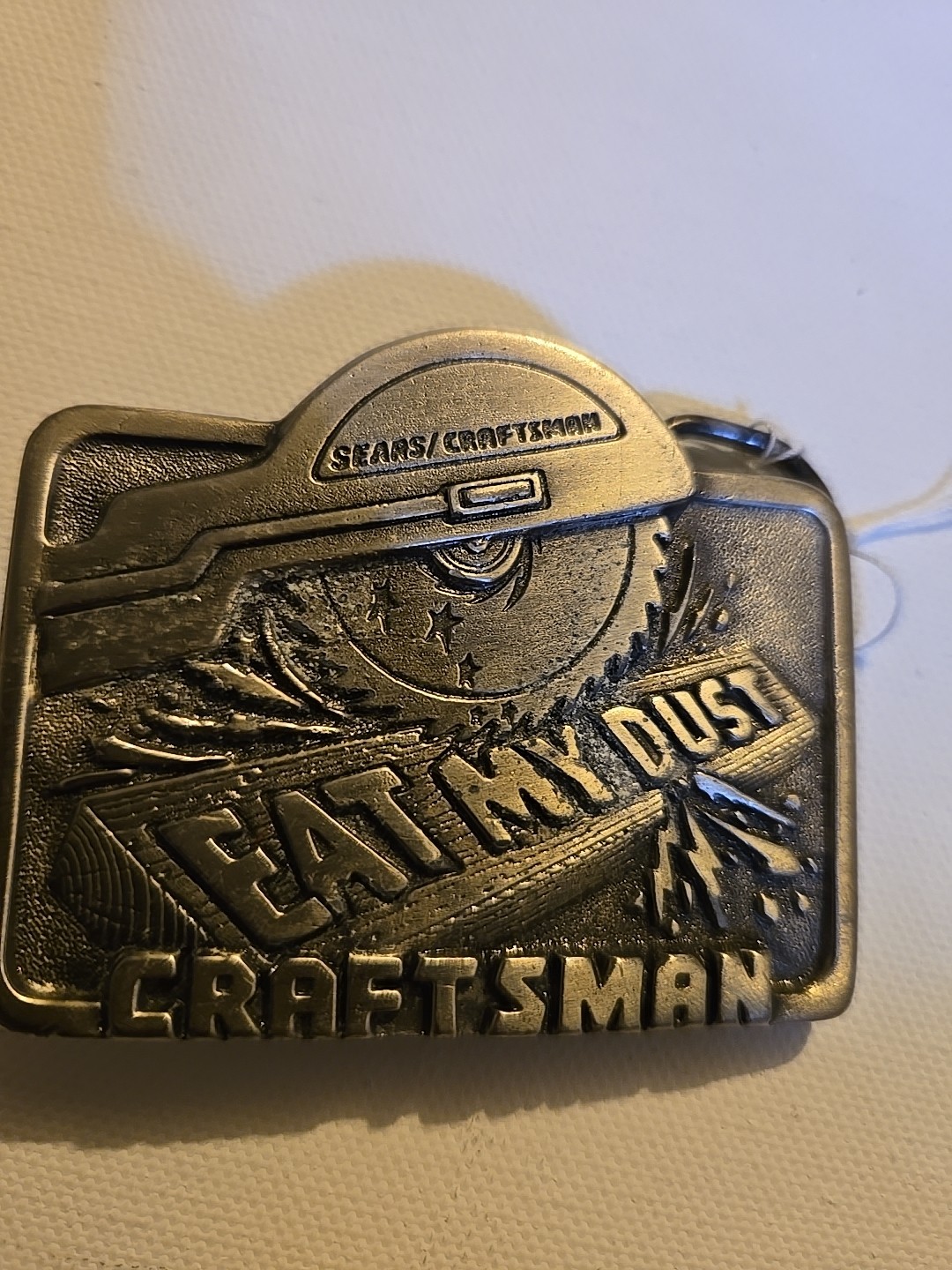 VINTAGE SEARS CRAFTSMAN TOOLS BELT BUCKLE EAT MY DUST 1995 GAP USA