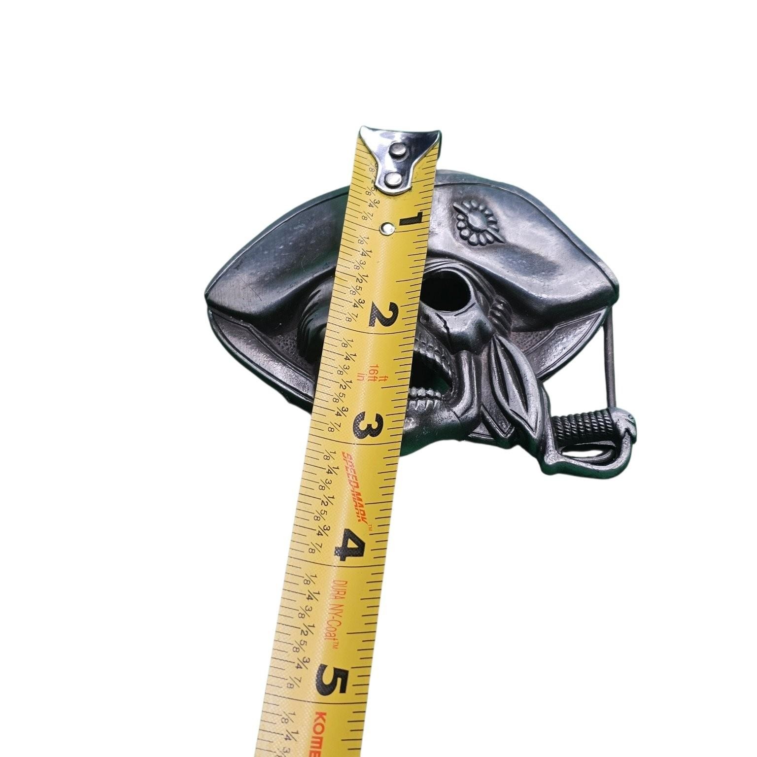 Skull Pirate Belt Buckle Black Metal Sword Design