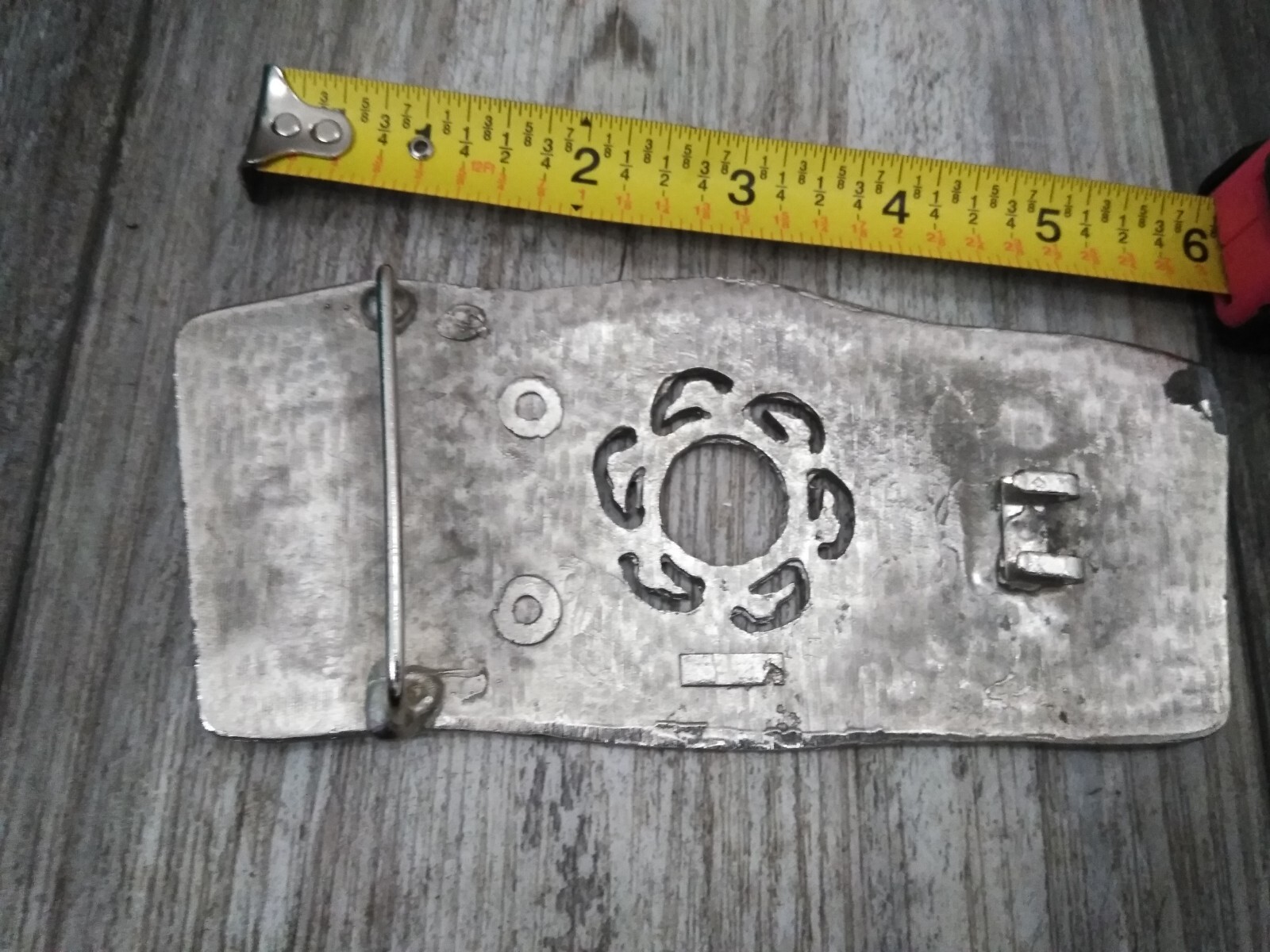 Vintage XL Large Handmade Mexican Belt Buckle DESERT / NATURE MOTIF (6&Prime;X2.3/4&Prime;)