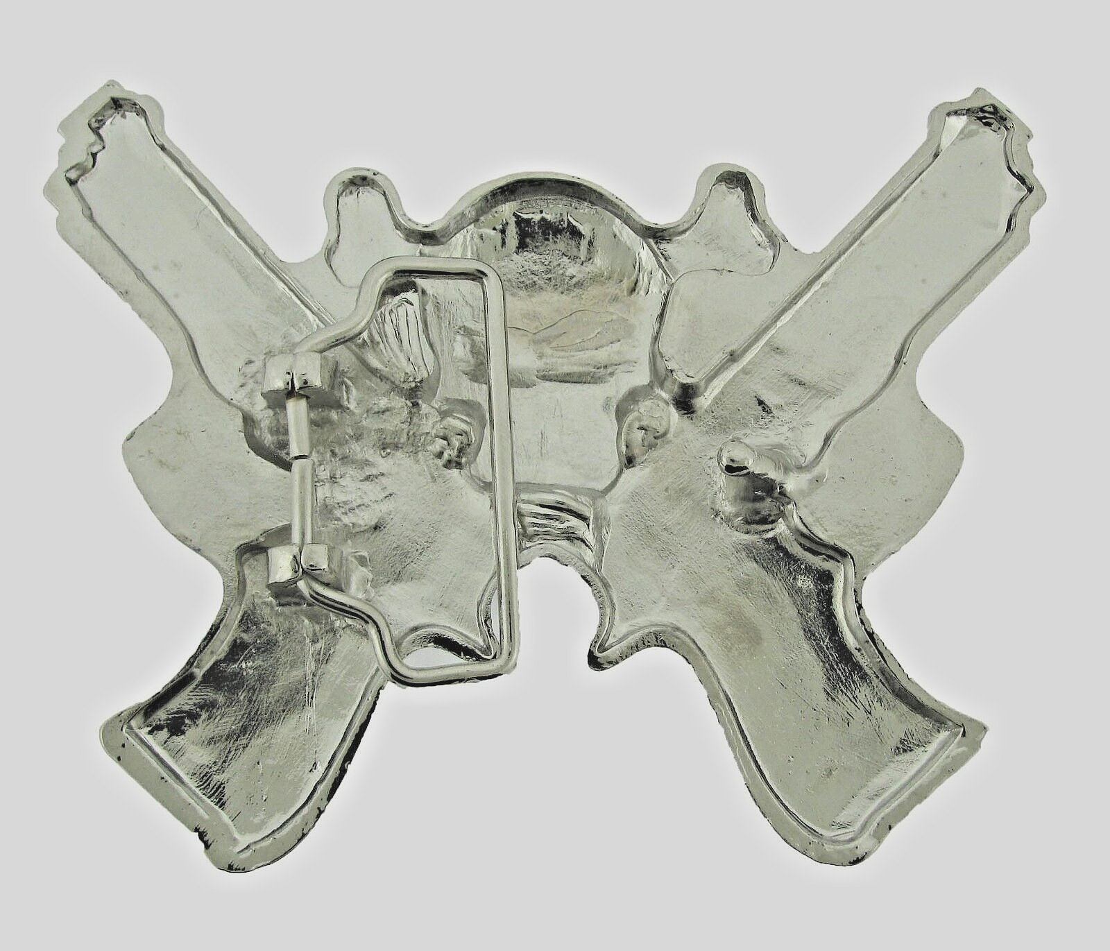 Skull Belt Buckles Gun Silver Metal Emblem Vintage Pirate Men Women Goth Tattoo