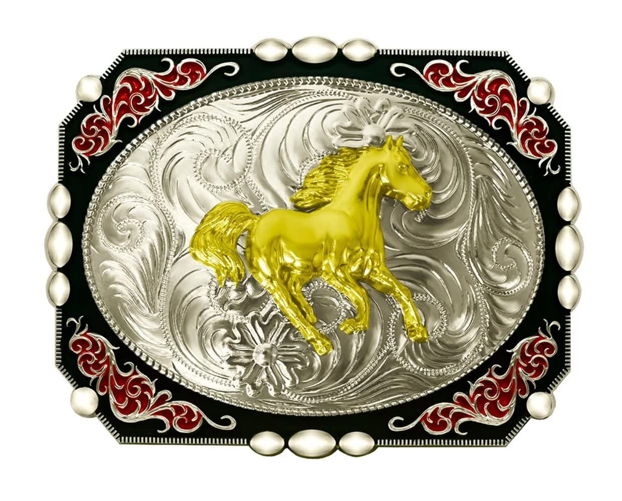 Religion Cross Cowboy Kneeling Prayer And Horse Design Belt Buckle