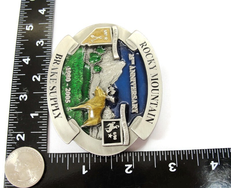 2005 25th Anniv Belt Buckle Rocky Mountain Brake Supply Moose Elko NV Casper WY